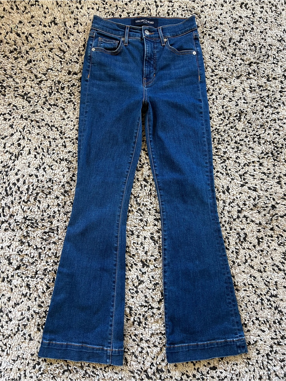 Veronica Beard Jeans Carson Ankle Flare High Rise Bright Blue Women’s Size 25
